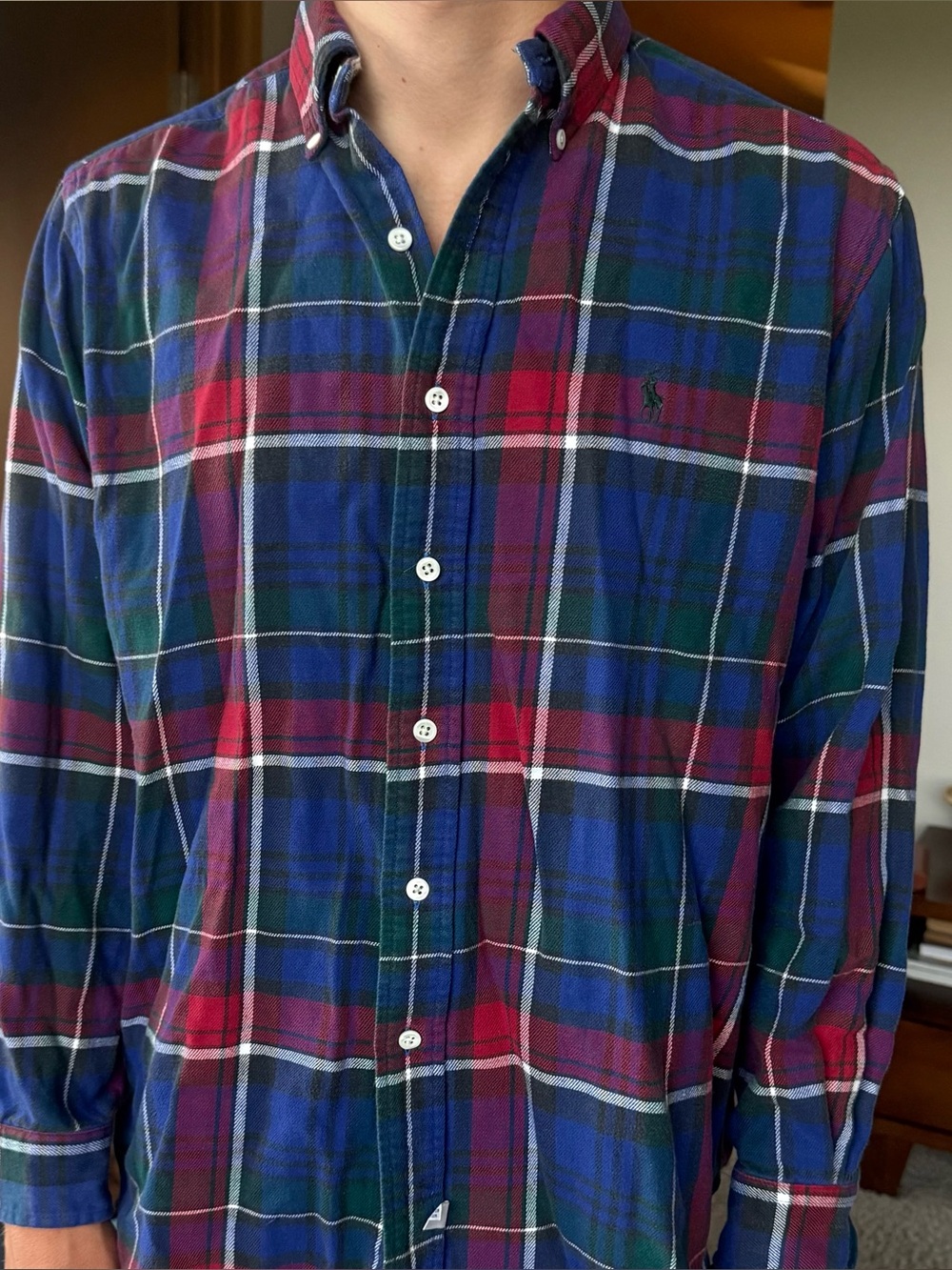 Ralph Lauren Classic Plaid Button-Down Shirt in Red, Blue & Green